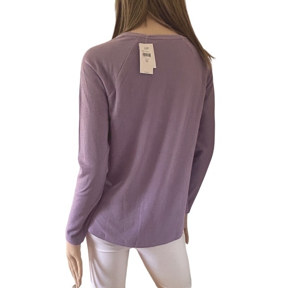 J. Jill Cotton Top Tank Tee Sweater Raglan Long Sleeve Lavender Relaxed Fit XS-S - Picture 6 of 14